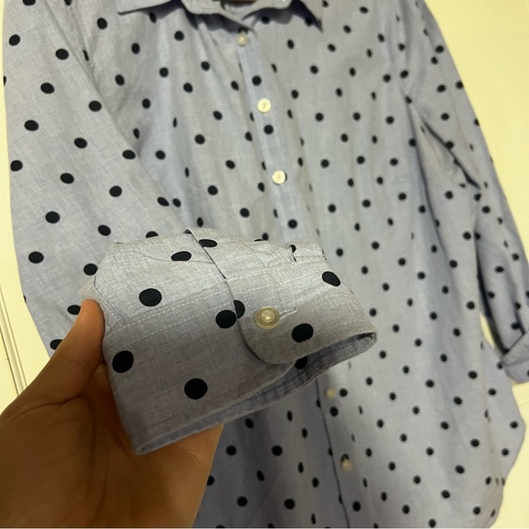 Talbots Button Up Shirt Blue Polka Dots Size 2X - Picture 5 of 8